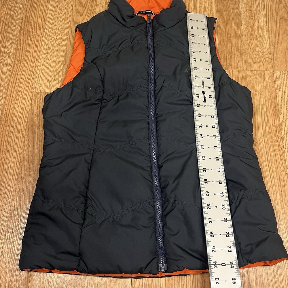 Nautica Youth Unisex Reversible Puffer Vest Orange Navy Full Zip Size M Utility - Picture 9 of 11